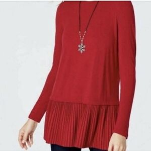 J.Jill Women's  Red Hem Long Sleeve Tunic Top Blouse size XS